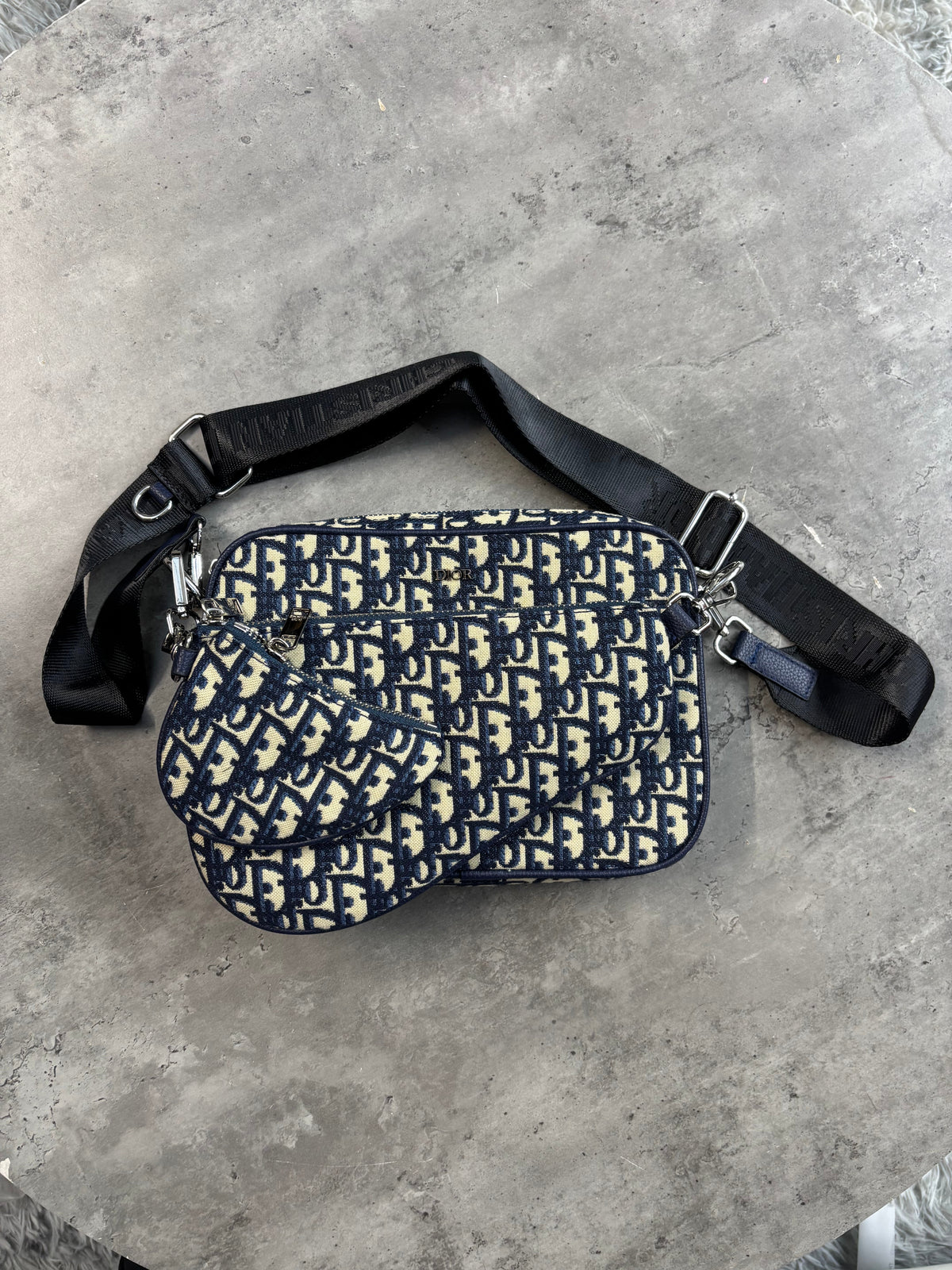 Christian Di*r Trio Messenger Bag Blue/Grey